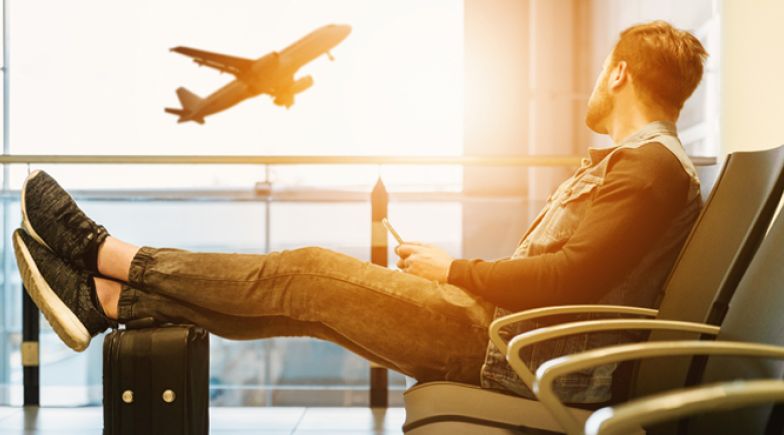 Man waiting for flight