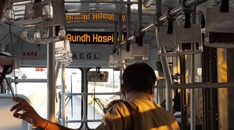 Man on bus in India